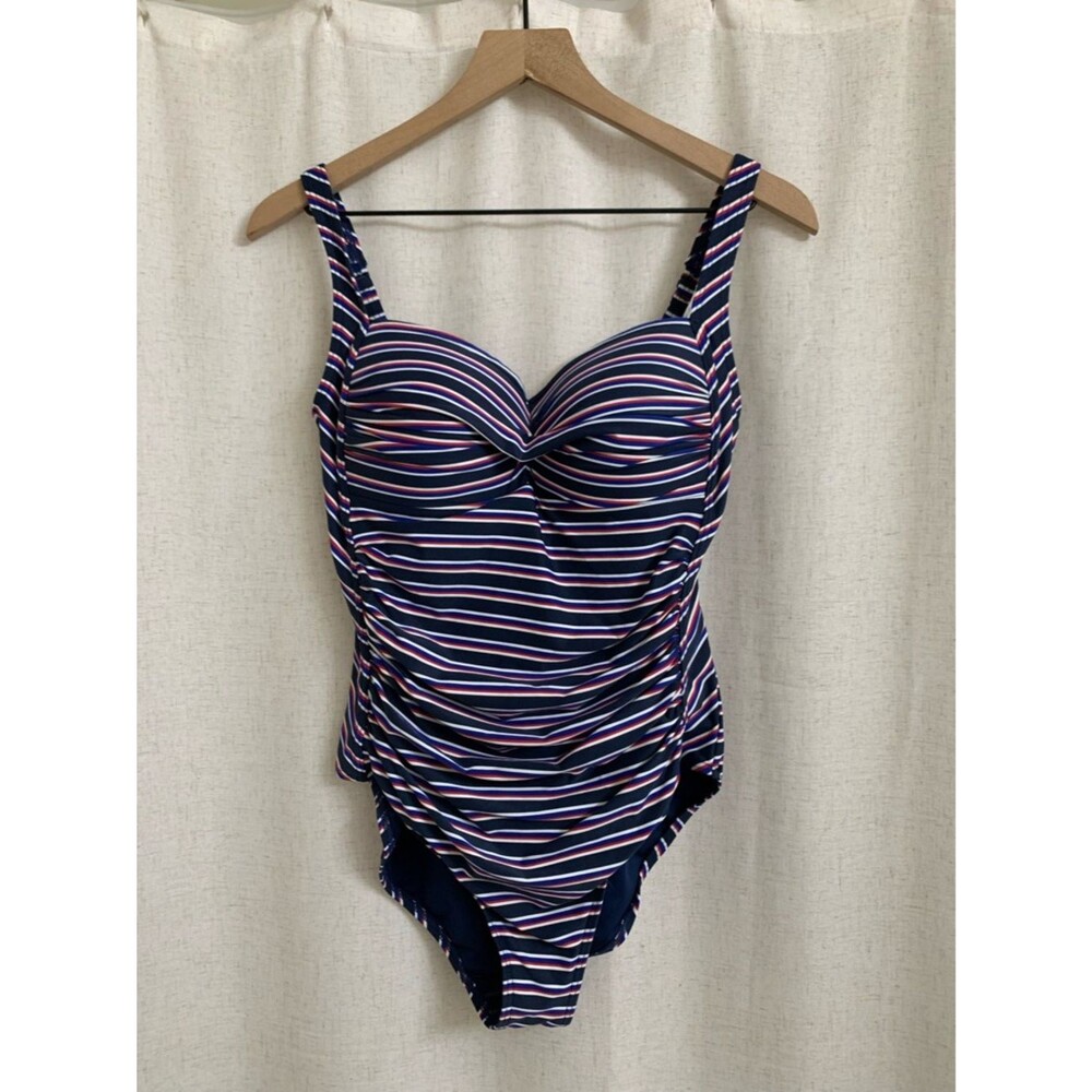 NipTuck Nautical Navy Red White Blue Stripe Multi Fit Cup Slimming One-Piece 10